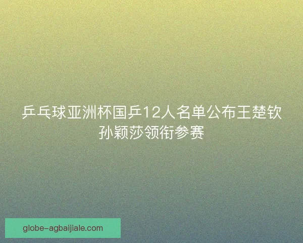 乒乓球亚洲杯国乒12人名单公布王楚钦孙颖莎领衔参赛