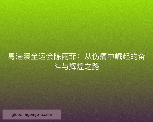 粤港澳全运会陈雨菲：从伤痛中崛起的奋斗与辉煌之路